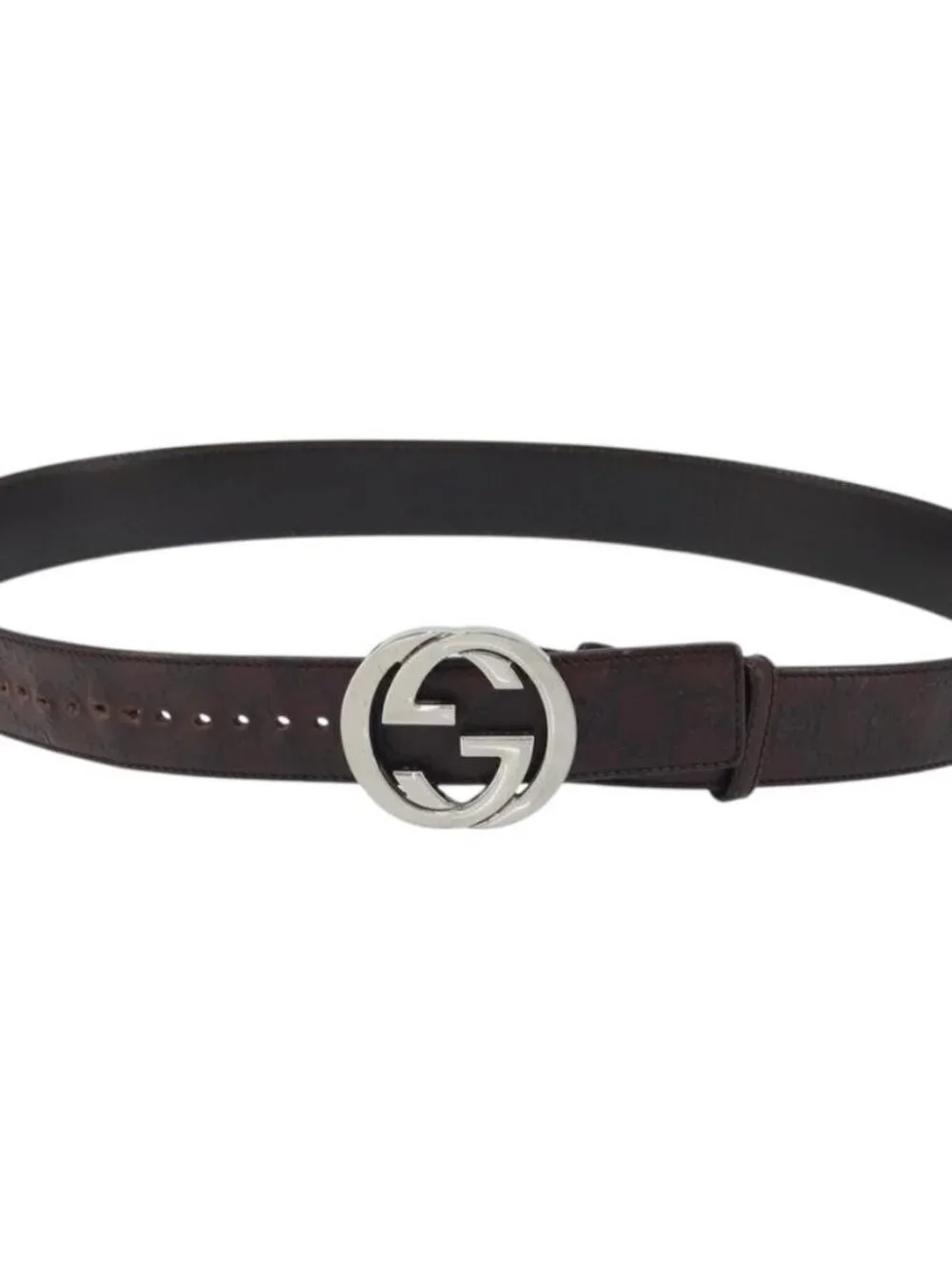 GUCCI GG Canvas Guccissima Belt Leather 45.3